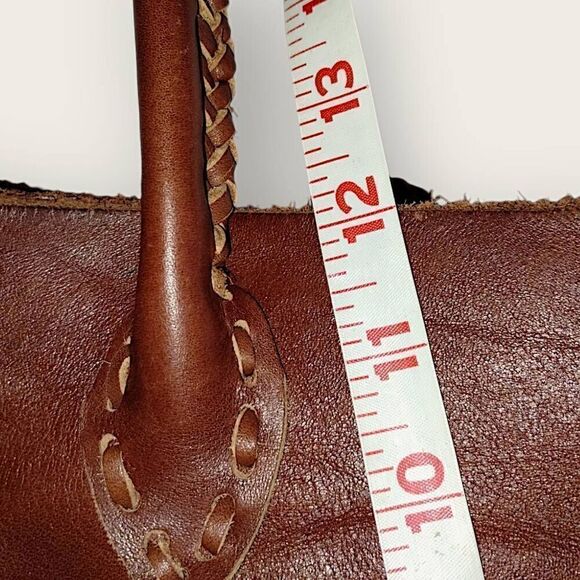 Vtg Hand Crafted Leather Bag Woven Tooled Brown Bullet Holes Western Cowboy RARE - Picture 12 of 13